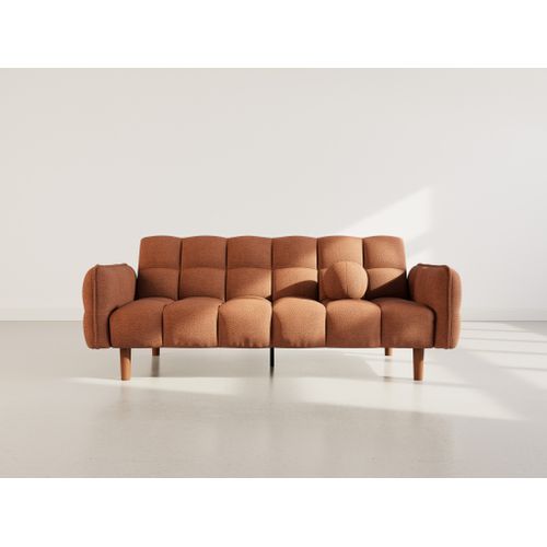 Canapé Droit Convertible 2 Places Adam En Tissu Texturé Terracotta