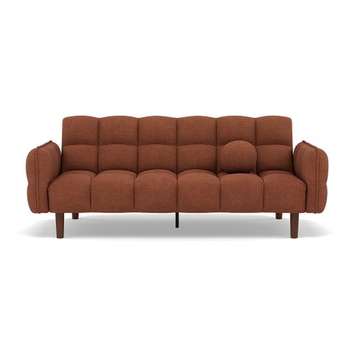 Canapé Droit Convertible 2 Places Adam En Tissu Texturé Terracotta