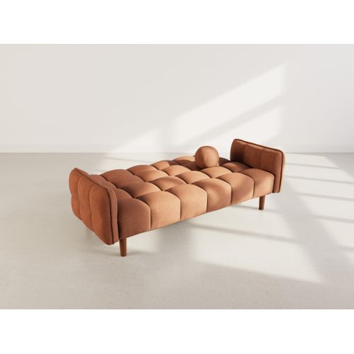 Canapé Droit Convertible 2 Places Adam En Tissu Texturé Terracotta