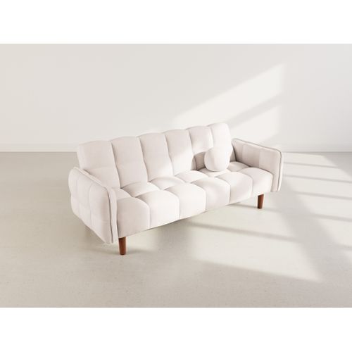 Canapé Droit Convertible 2 Places Adam En Tissu Texturé Beige