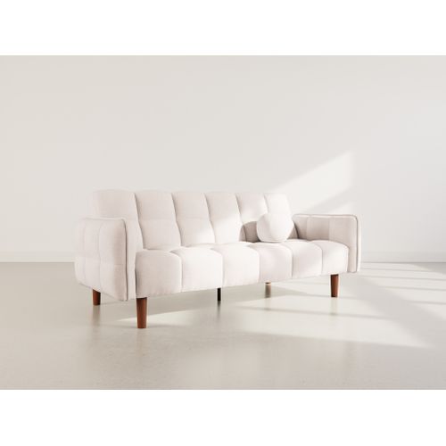 Canapé Droit Convertible 2 Places Adam En Tissu Texturé Beige