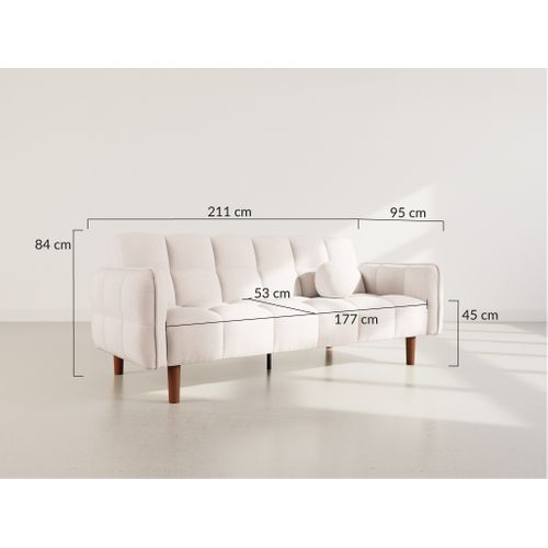 Canapé Droit Convertible 2 Places Adam En Tissu Texturé Beige