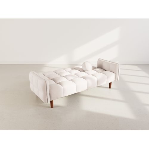 Canapé Droit Convertible 2 Places Adam En Tissu Texturé Beige