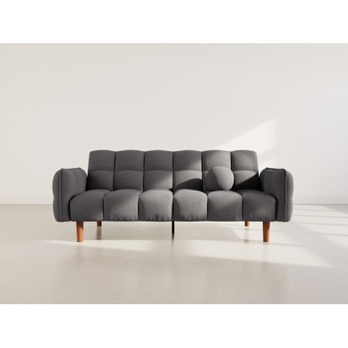 Canapé Droit Convertible 2 Places Adam En Tissu Texturé Gris Foncé