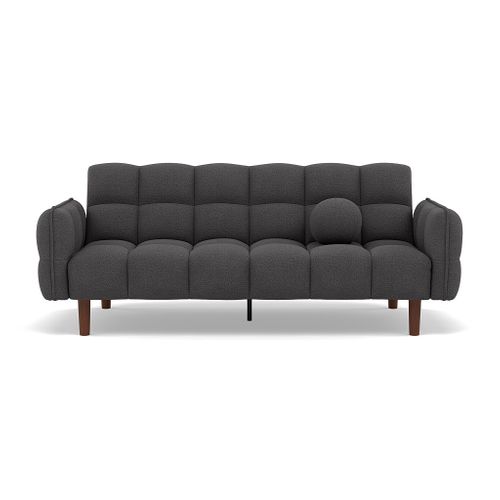 Canapé Droit Convertible 2 Places Adam En Tissu Texturé Gris Foncé