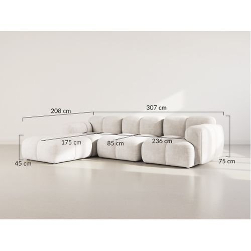 Grace - Canapé Modulable D'angle Réversible 4 Places En Velours Texturé