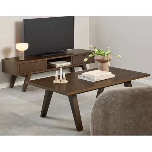 Pauline - Table Basse Effet Bois - Chêne Foncé - 130 Cm