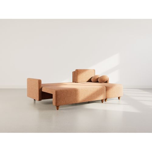 Calypso - Canapé D'angle Réversible 4 Places Convertible Avec Coffre En Tissu