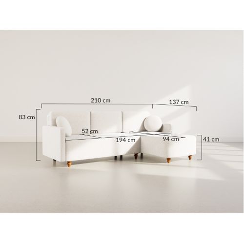 Calypso - Canapé D'angle Réversible 4 Places Convertible Avec Coffre En Tissu