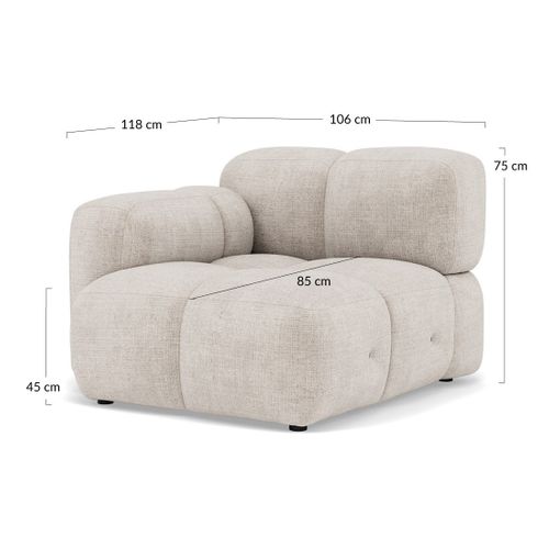 Grace - Module D'assise Gauche En Velours Texturé