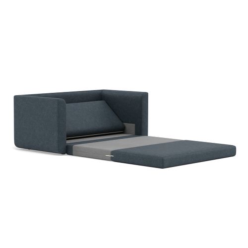 Canapé Droit Convertible 2 Places Isana En Tissu Bleu