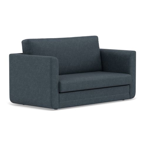 Canapé Droit Convertible 2 Places Isana En Tissu Bleu