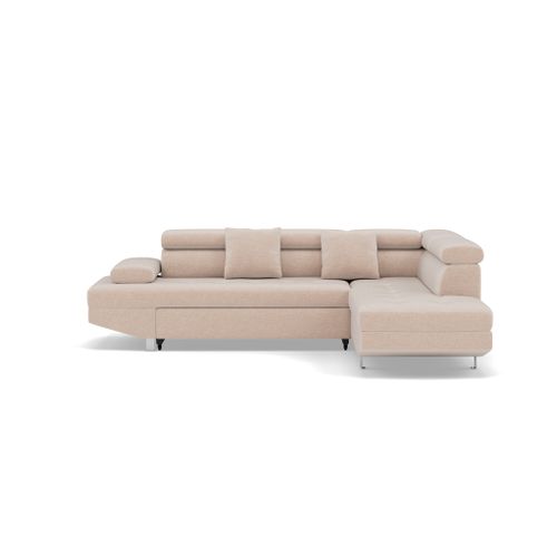 Canapé Angle Droit Convertible 5 Places Margaux En Velours Texturé Beige