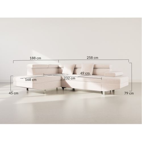 Canapé Angle Gauche Convertible 5 Places Margaux En Velours Texturé Vert