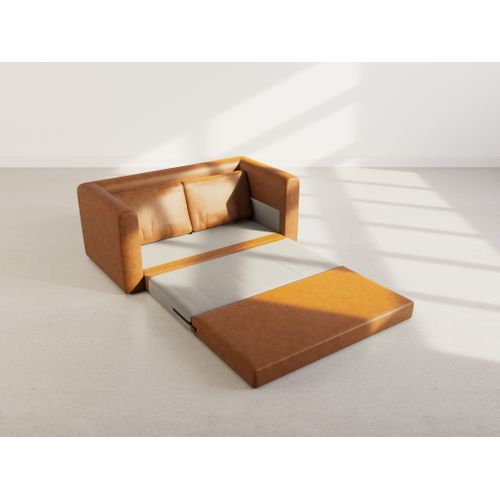 Canapé Droit Convertible 2 Places Marilia En Simili Cognac