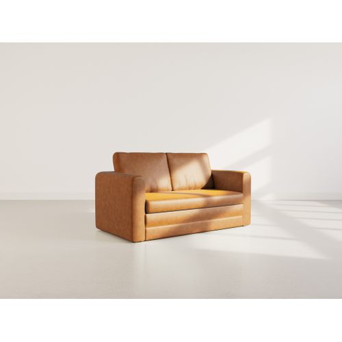 Canapé Droit Convertible 2 Places Marilia En Simili Cognac