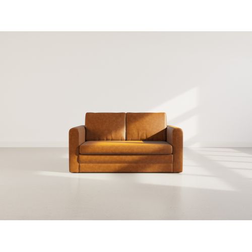 Canapé Droit Convertible 2 Places Marilia En Simili Cognac