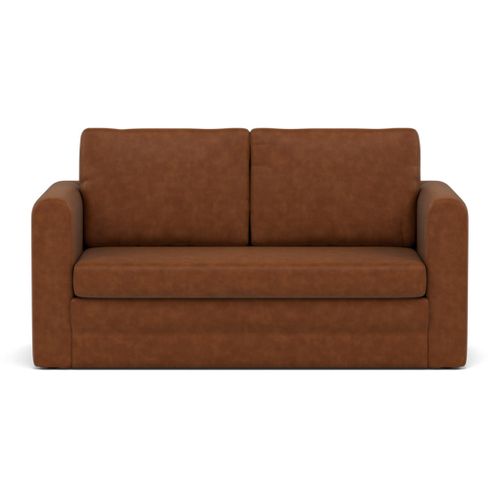 Canapé Droit Convertible 2 Places Marilia En Simili Cognac