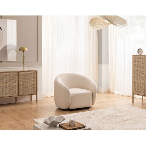 Flore - Fauteuil En Tissu Bouclette Beige