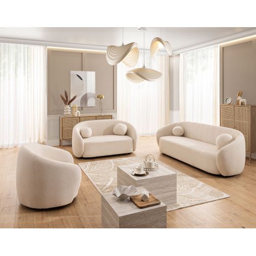 Flore - Fauteuil En Tissu Bouclette Beige