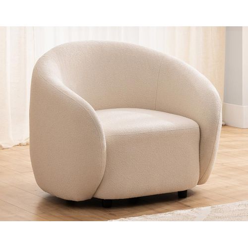 Flore - Fauteuil En Tissu Bouclette Beige