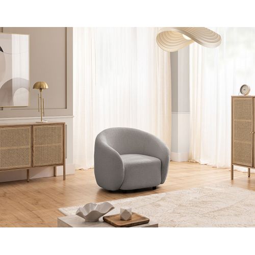 Flore - Fauteuil En Tissu Bouclette Gris