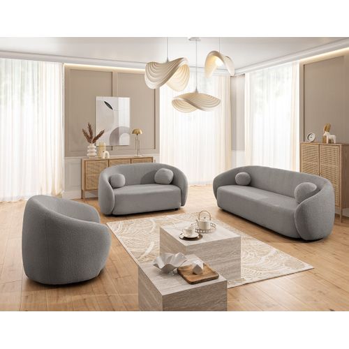 Flore - Fauteuil En Tissu Bouclette Gris
