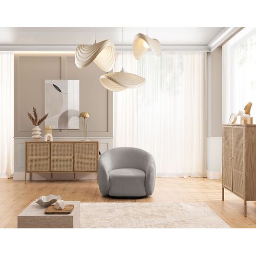 Flore - Fauteuil En Tissu Bouclette Gris