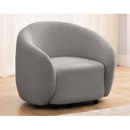 Flore - Fauteuil En Tissu Bouclette Gris