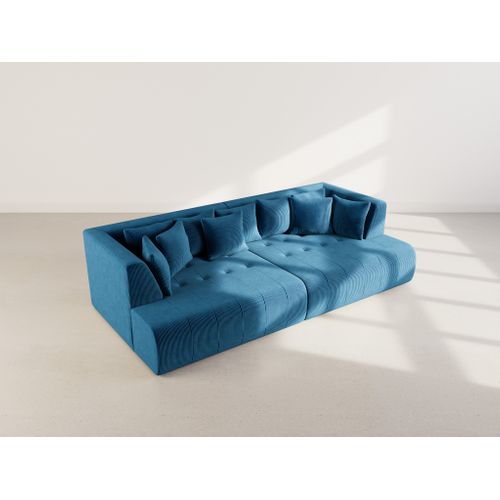 Onyx - Canapé Droit 4 Places Avec Double Méridienne - Assise Profonde - En Velours Côtelé