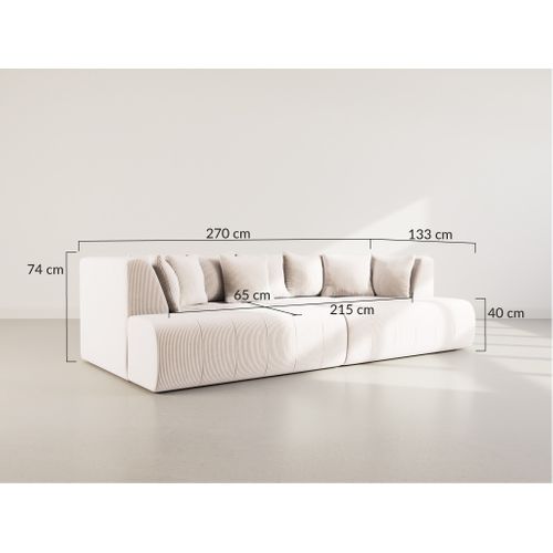 Onyx - Canapé Droit 4 Places Avec Double Méridienne - Assise Profonde - En Velours Côtelé