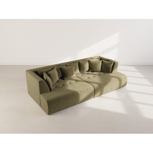 Onyx - Canapé Droit 4 Places Avec Double Méridienne - Assise Profonde - En Velours Côtelé