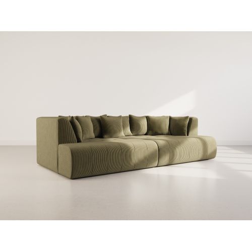 Onyx - Canapé Droit 4 Places Avec Double Méridienne - Assise Profonde - En Velours Côtelé