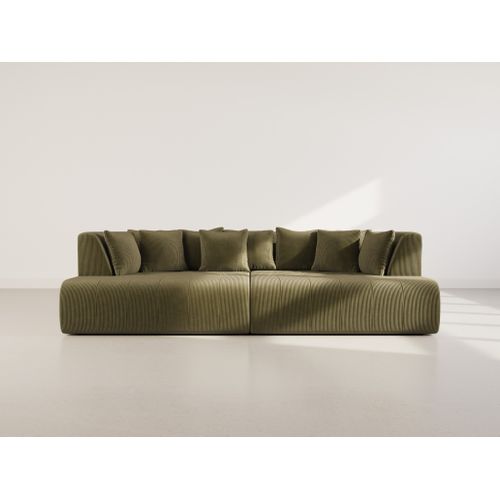 Onyx - Canapé Droit 4 Places Avec Double Méridienne - Assise Profonde - En Velours Côtelé