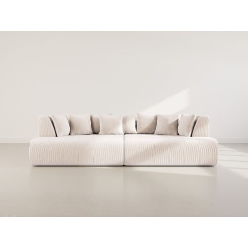 Onyx - Canapé Droit 4 Places Avec Double Méridienne - Assise Profonde - En Velours Côtelé