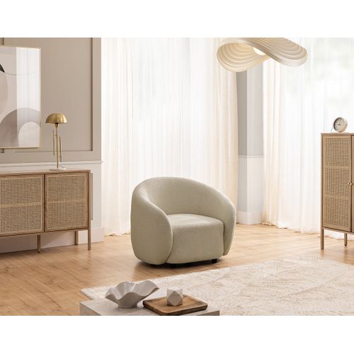 Flore - Fauteuil En Tissu Bouclette Taupe