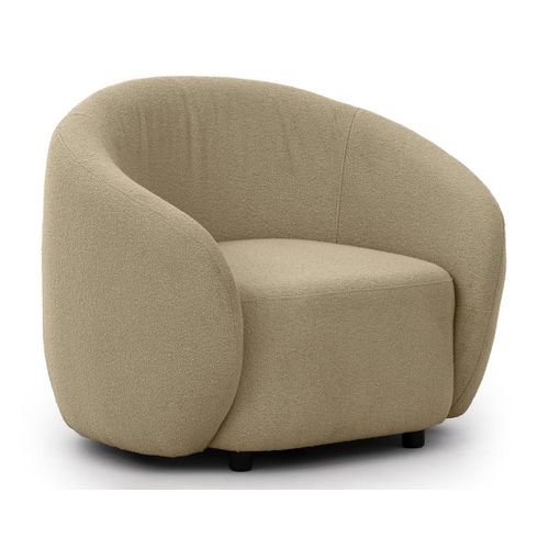 Flore - Fauteuil En Tissu Bouclette Taupe