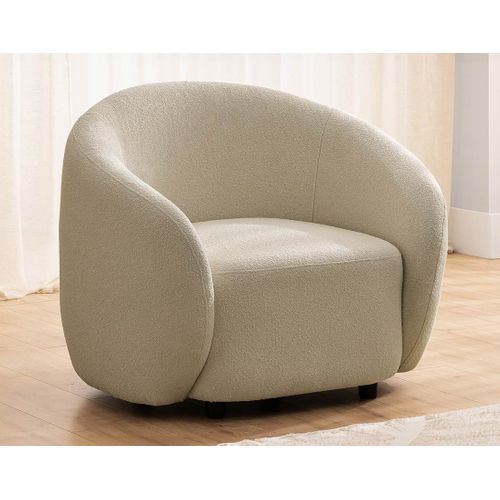 Flore - Fauteuil En Tissu Bouclette Taupe