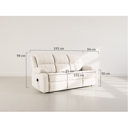 Armand - Canapé 3 Places Relax Électrique En Velours Côtelé