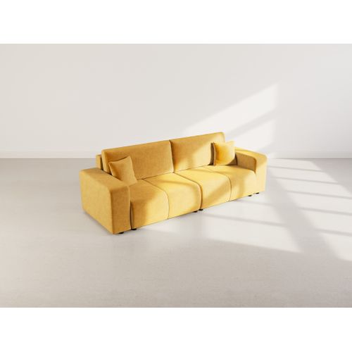 Nicole - Canapé Droit 4 Places Convertible Avec Coffre En Tissu