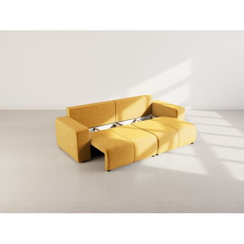 Nicole - Canapé Droit 4 Places Convertible Avec Coffre En Tissu