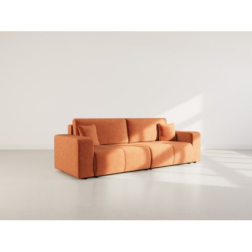 Nicole - Canapé Droit 4 Places Convertible Avec Coffre En Tissu Rouille