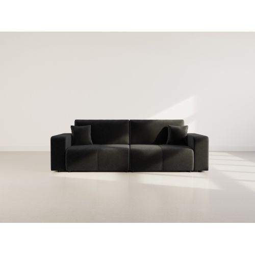 Nicole - Canapé Droit 4 Places Convertible Avec Coffre En Tissu Gris Anthracite