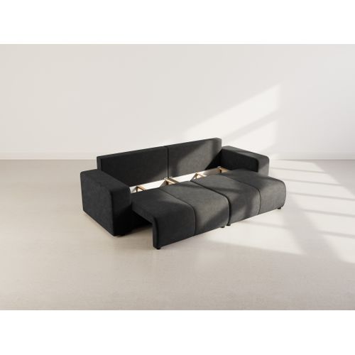 Nicole - Canapé Droit 4 Places Convertible Avec Coffre En Tissu Gris Anthracite
