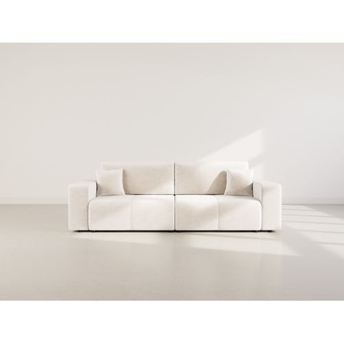 Nicole - Canapé Droit 4 Places Convertible Avec Coffre En Tissu Beige