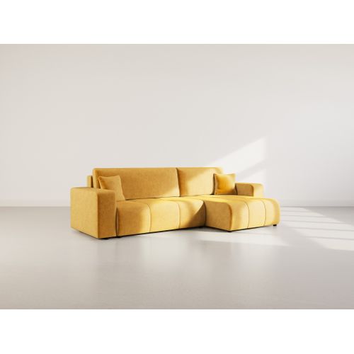 Nicole - Canapé D'angle Réversible 5 Places Convertible Avec Coffre En Tissu