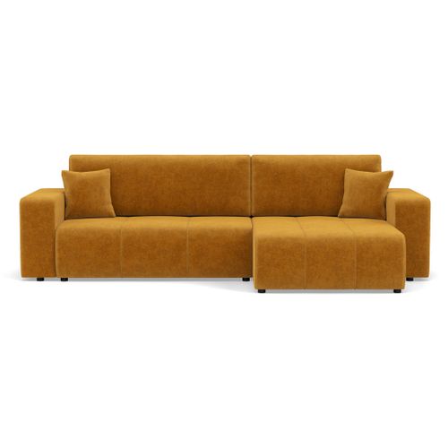 Nicole - Canapé D'angle Réversible 5 Places Convertible Avec Coffre En Tissu