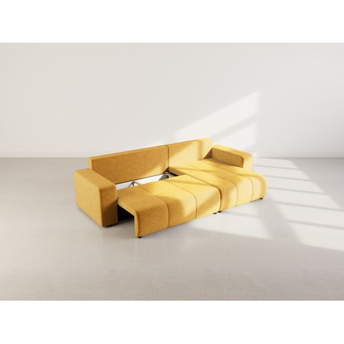 Nicole - Canapé D'angle Réversible 5 Places Convertible Avec Coffre En Tissu