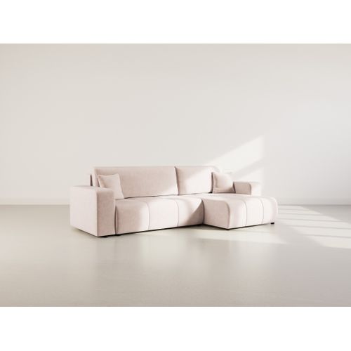 Nicole - Canapé D'angle Réversible 5 Places Convertible Avec Coffre En Tissu Taupe