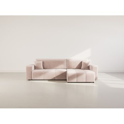 Nicole - Canapé D'angle Réversible 5 Places Convertible Avec Coffre En Tissu Taupe